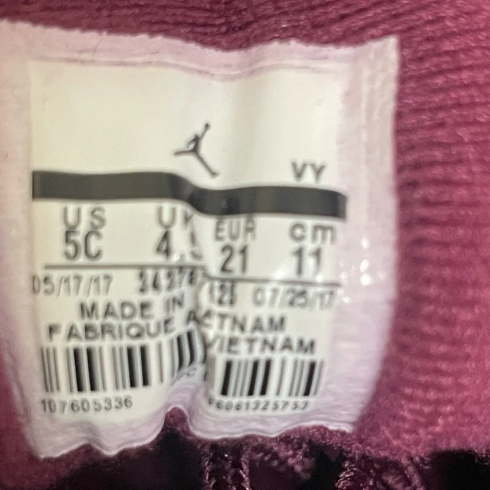 Jordan True Flight Sneakers Size 5C Bordeaux